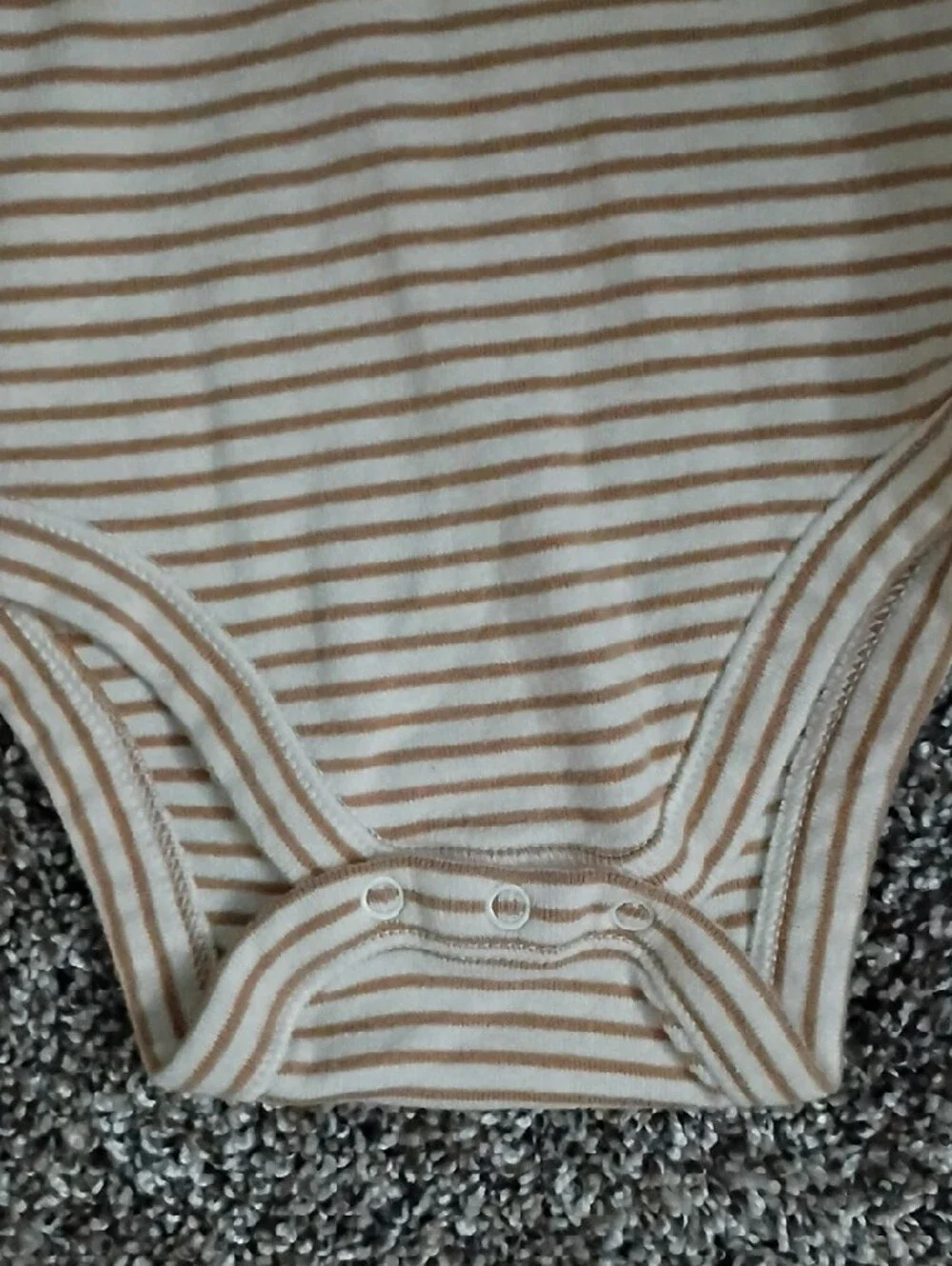 Old Navy Beige & White Striped Short-Sleeve Baby One-Piece